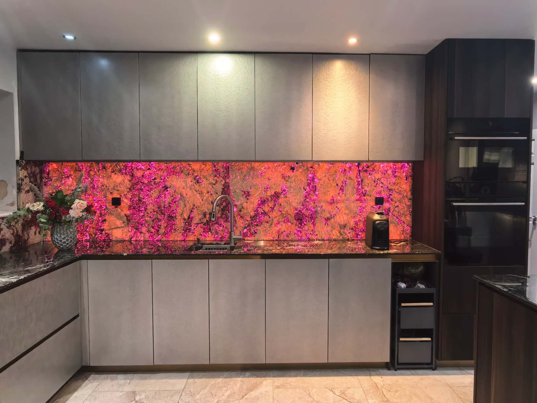 Custom Backlit Natural Stone Feature Wall
