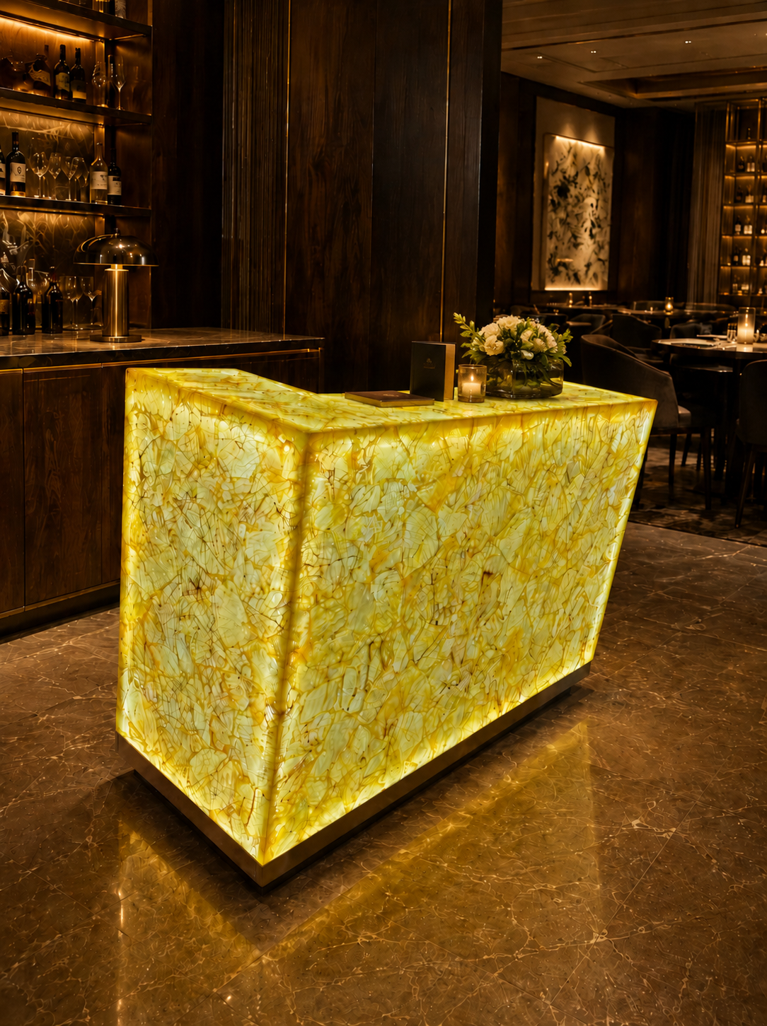 Custom Backlit Reception & Feature Counter